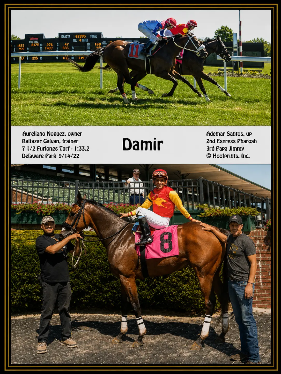 Damir winner's circle photo — Delaware Park — 9/14/22