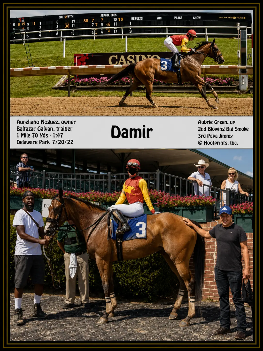 Damir winner's circle photo — Delaware Park — 7/20/22