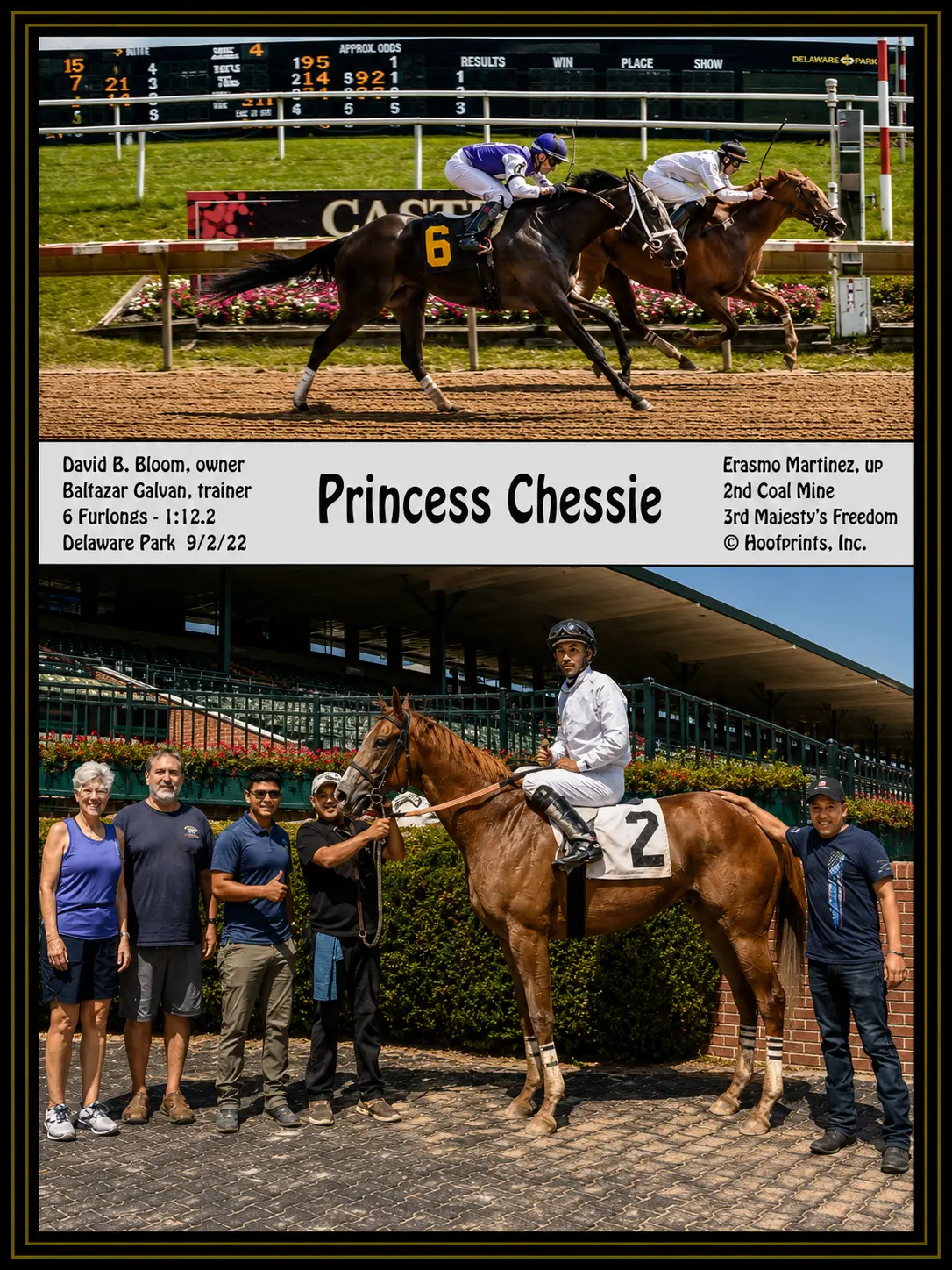 Princess Chessie winner's circle photo — Delaware Park — 9/2/22