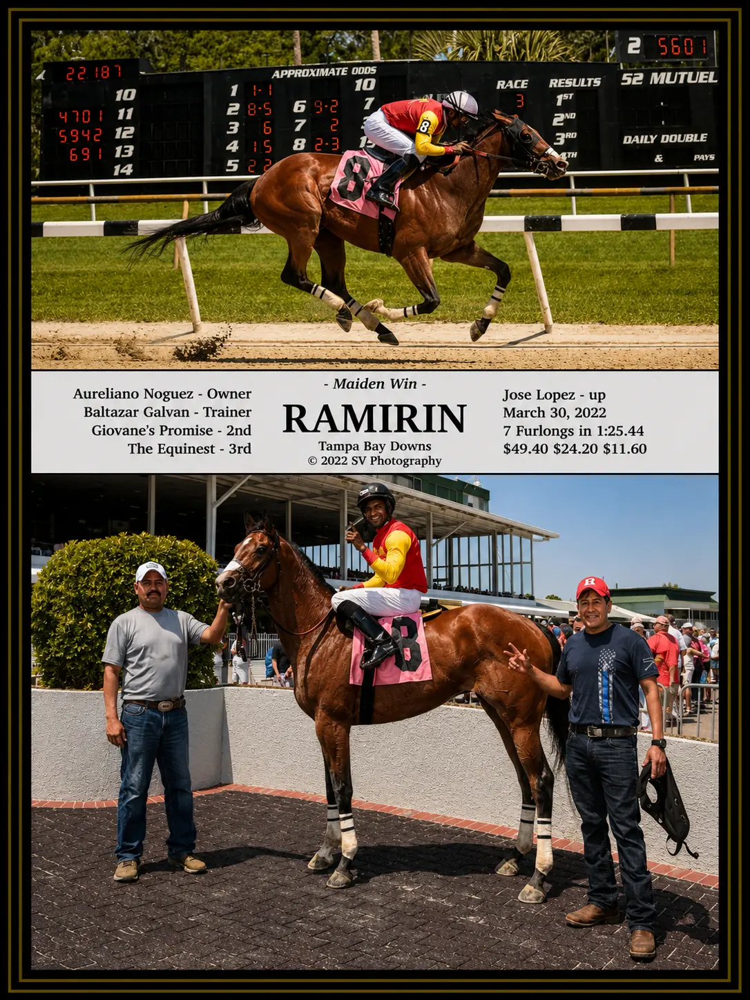 Ramirin winner's circle photo — Tampa Bay Downs — 3/30/22