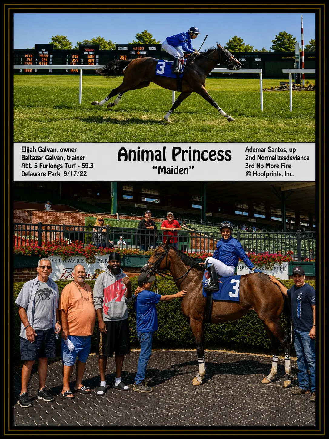 Animal Princess winner's circle photo — Delaware Park — 9/17/22