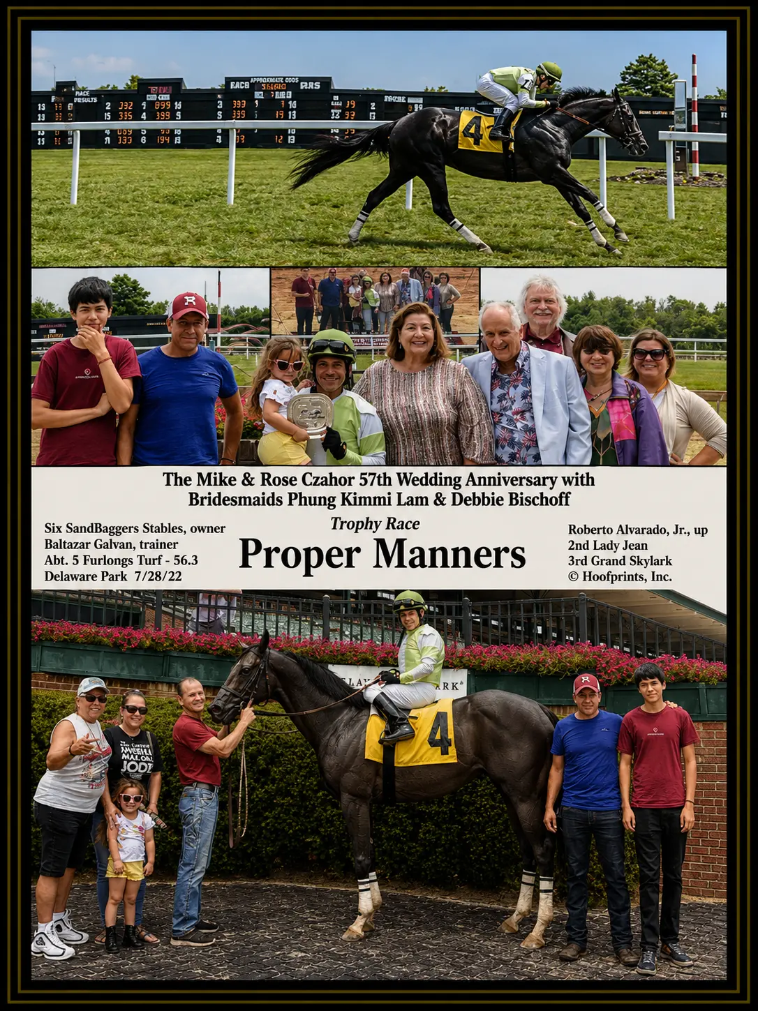 Proper Manners winner's circle photo — Delaware Park — 7/28/22