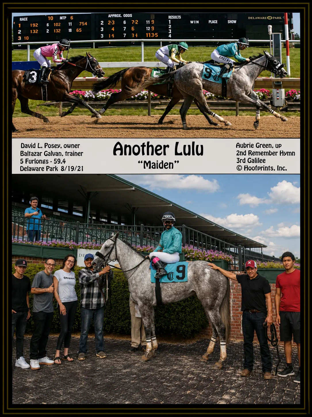 Another Lulu winner's circle photo — Delaware Park — 8/19/21