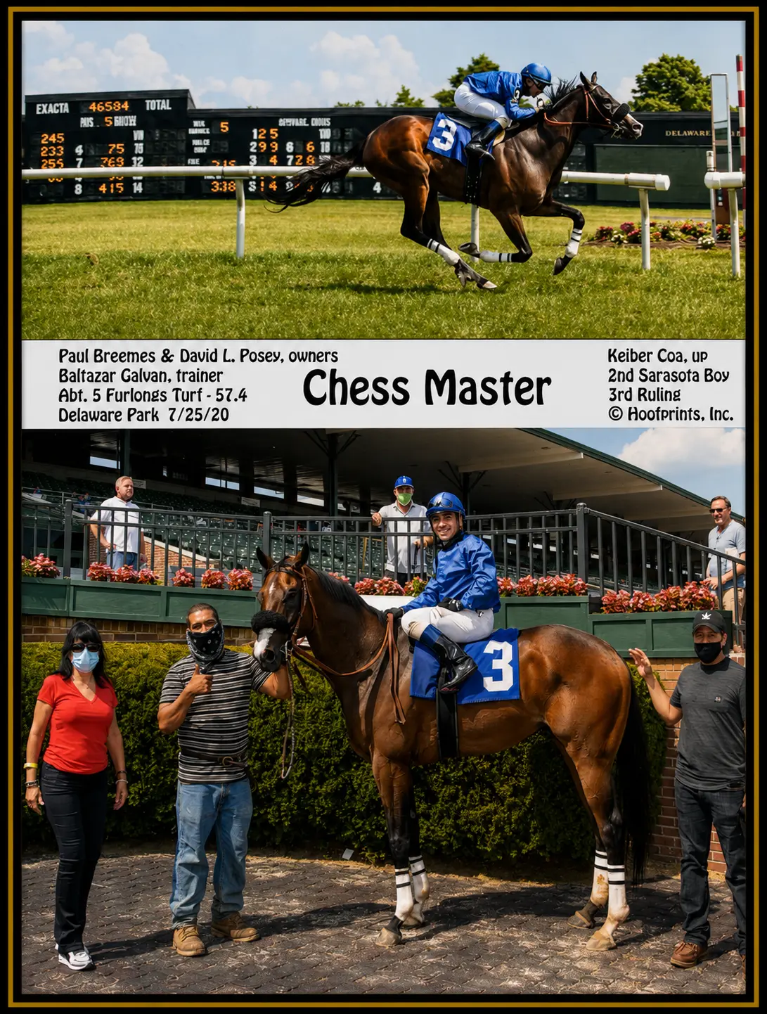 Chess Master winner's circle photo — Delaware Park — 7/25/20