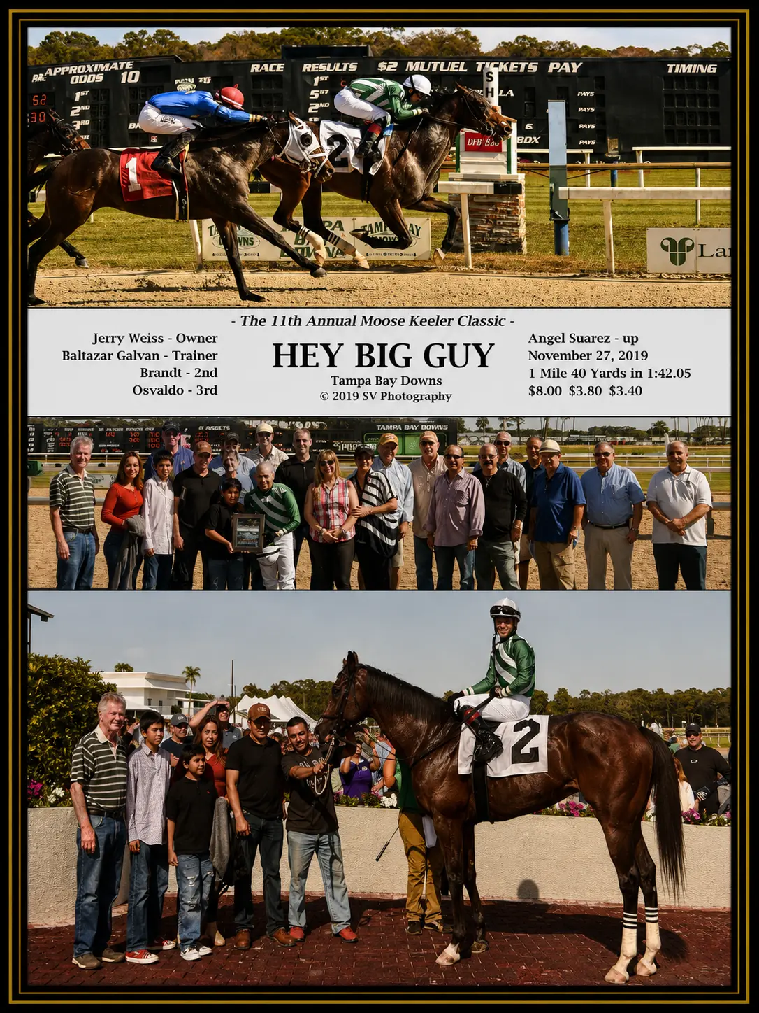 Hey Big Guy winner's circle photo — Moose Keeler Classic — 11/27/19