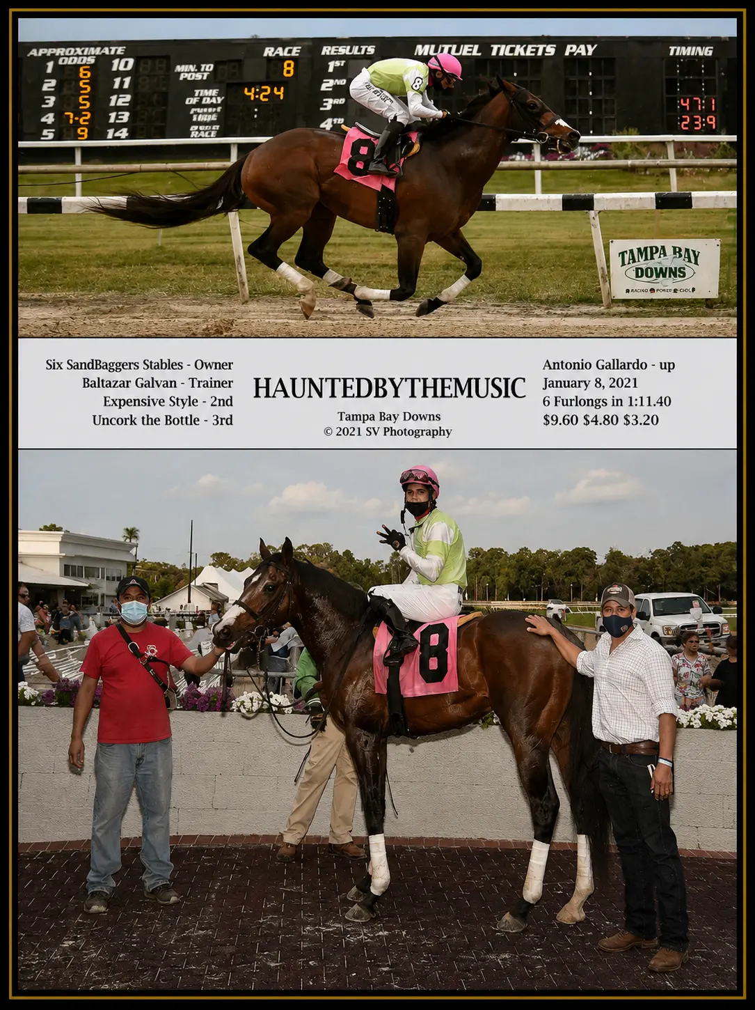 Hauntedbythemusic winner's circle photo — Tampa Bay Downs — 1/8/21