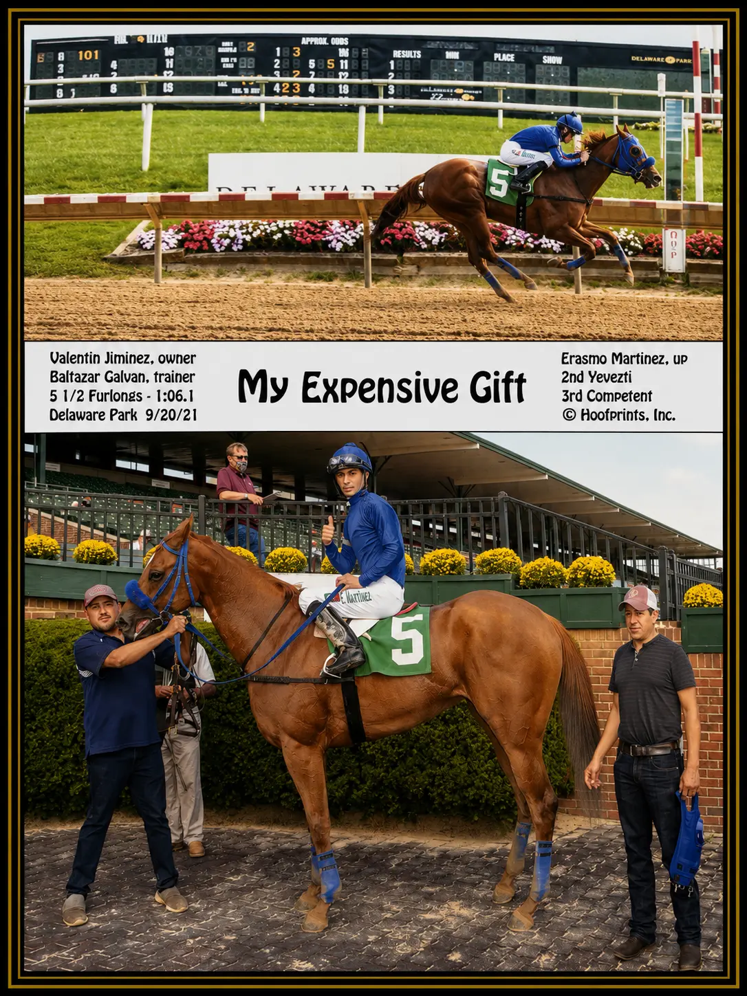 My Expensive Gift winner's circle photo — Delaware Park — 9/20/21